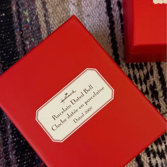 Vintage Hallmark White Porcelain Bell Ornaments with Red Accents/Very Rare - Picture 4 of 4